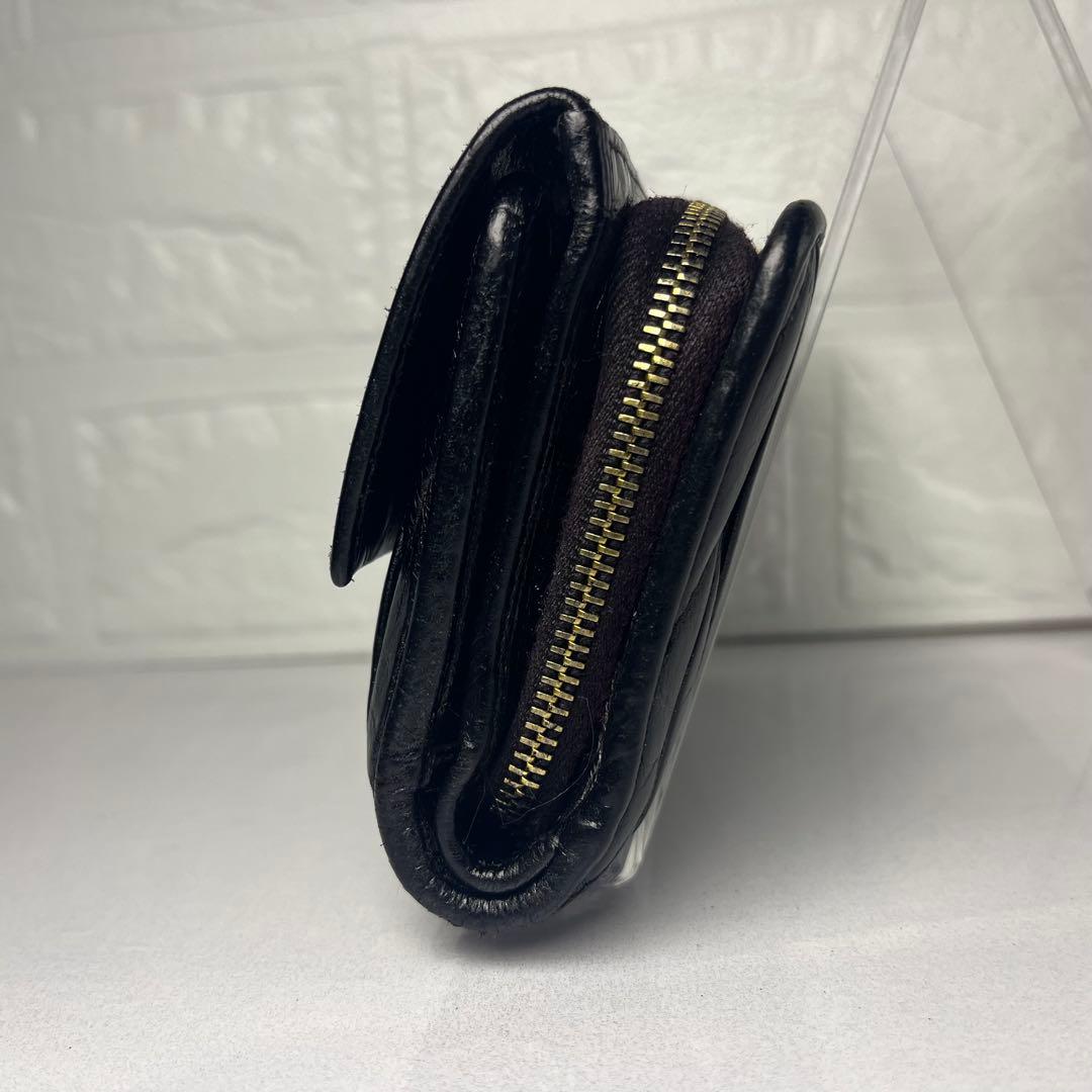 miu miu 財布 ブラック 三つ折り財布 キルティング レザー マテラッセ