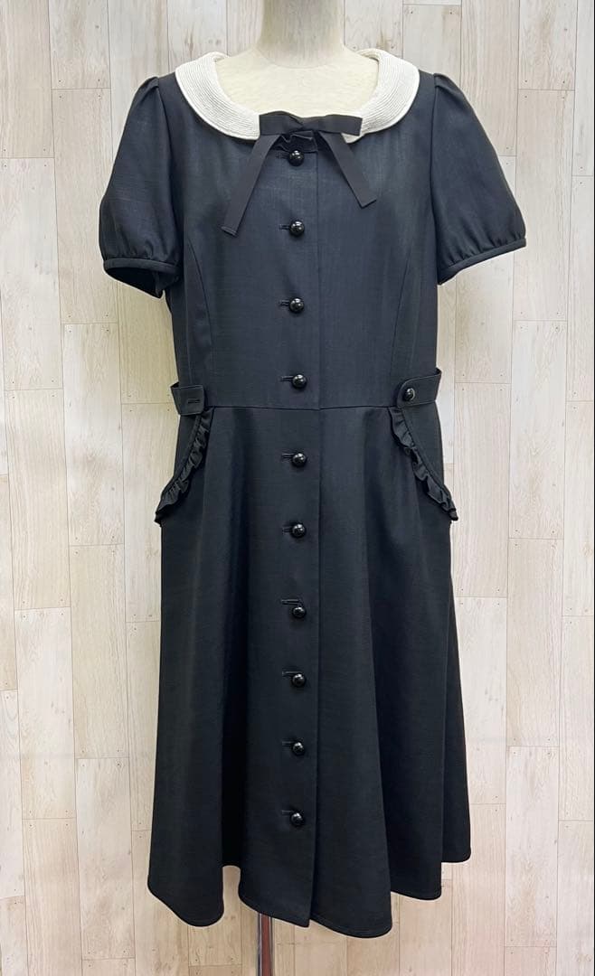 TO BE CHIC パールビジュー襟 2way パフスリーブ ワンピース 44