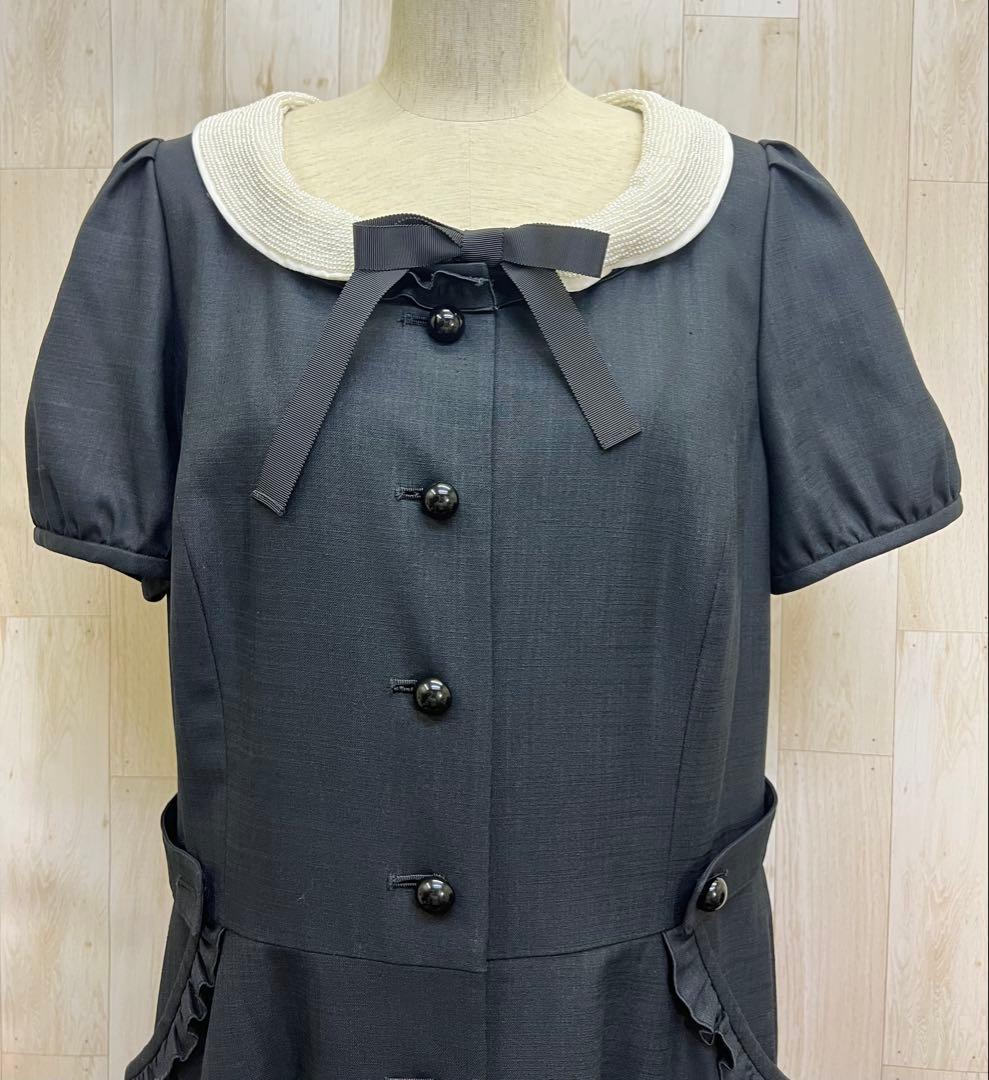 TO BE CHIC パールビジュー襟 2way パフスリーブ ワンピース 44