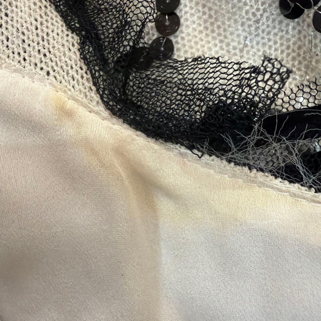 CHANEL ノースリーブワンピース アイボリー/ブラックスパンコール