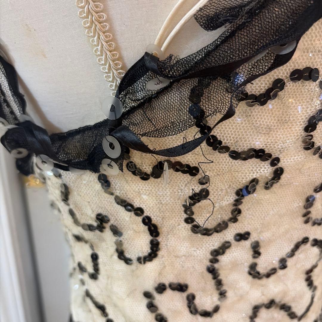 CHANEL ノースリーブワンピース アイボリー/ブラックスパンコール