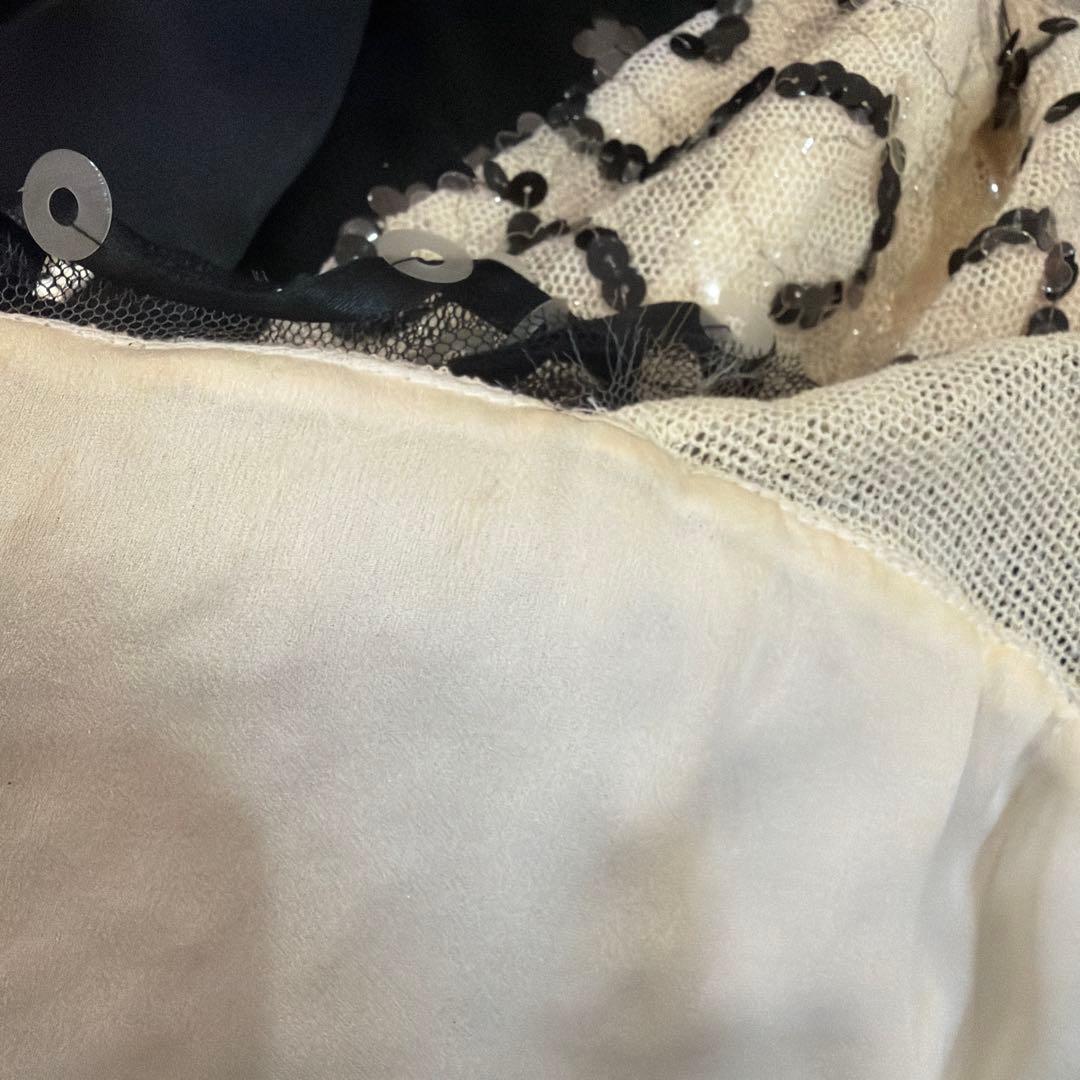 CHANEL ノースリーブワンピース アイボリー/ブラックスパンコール