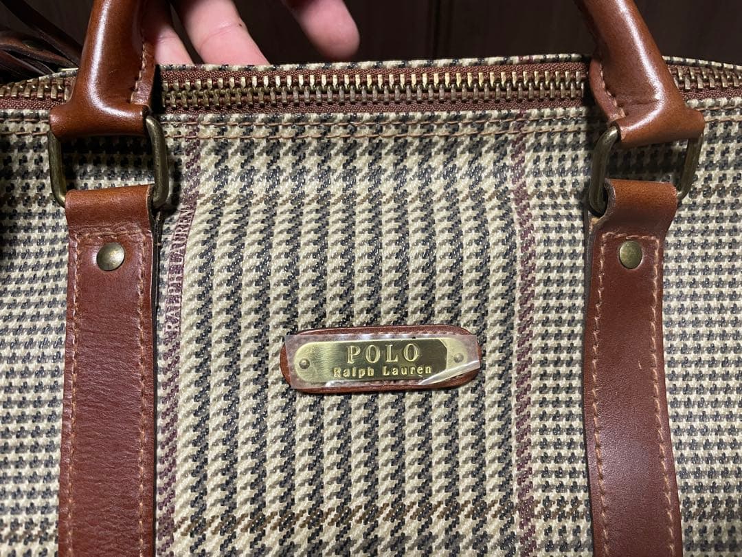 美品 特大 ポロラルフローレン ボストンバッグ 2way 千鳥格子 大容量