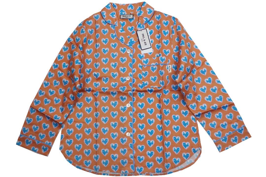 【新品】ポール&ジョー PAUL&JOE ハート柄サテンパジャマ（M)オレンジ