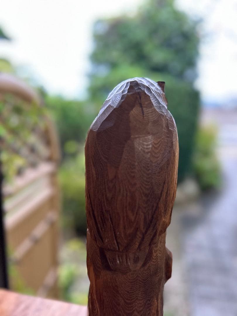 フクロウの木彫彫刻 大場貞義（貞光）作　 【縁起物 希少逸品】送料込み