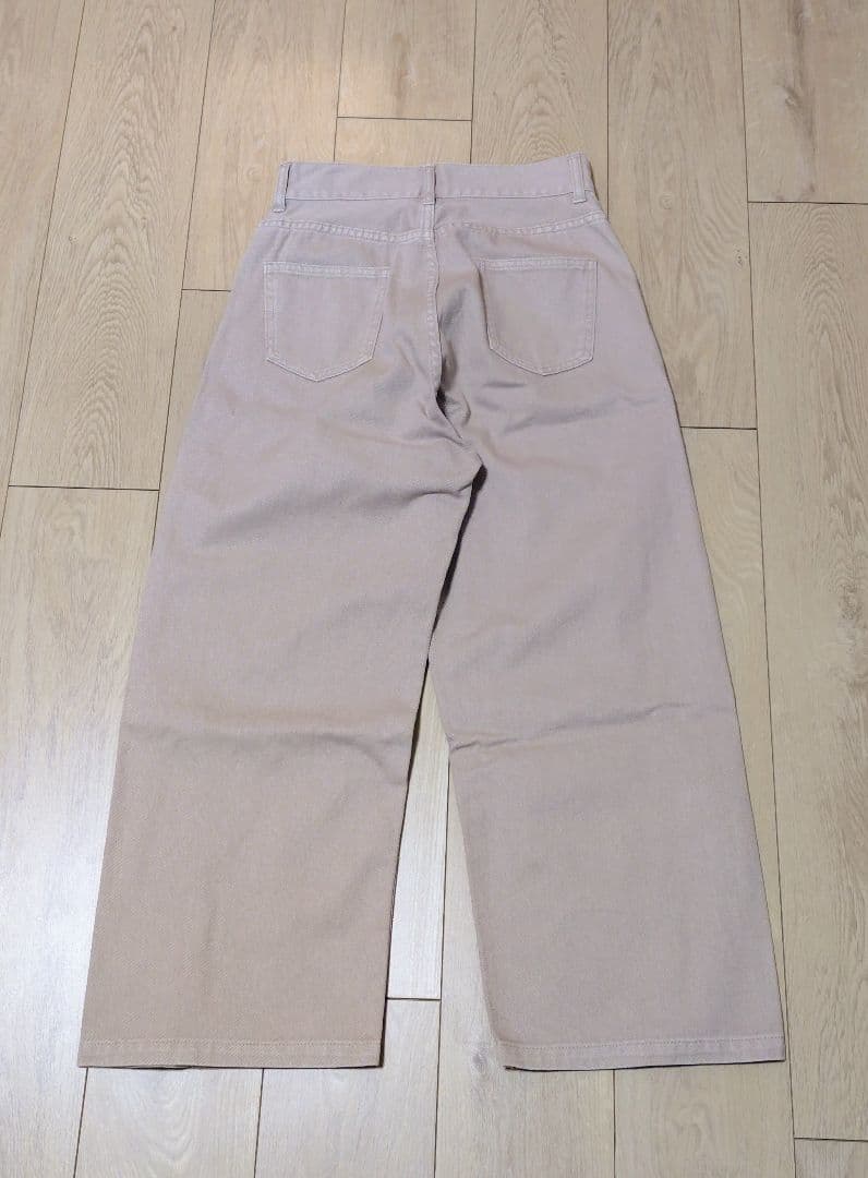 美品 コヒナ タックデザインハイウエストデニムパンツ short S グレージュ