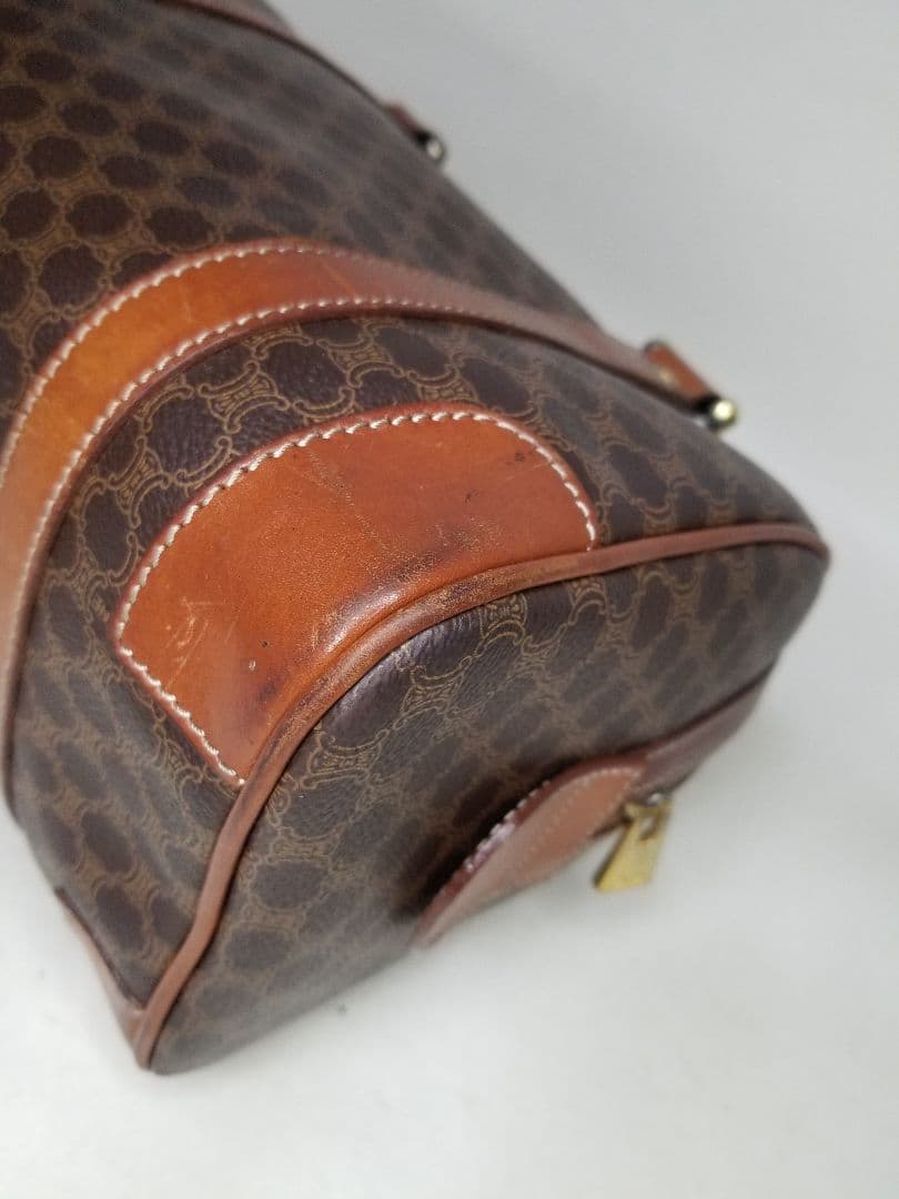 CELINE ハンドバッグ　ミニボストンバッグ　マカダム柄　ダークブラウン