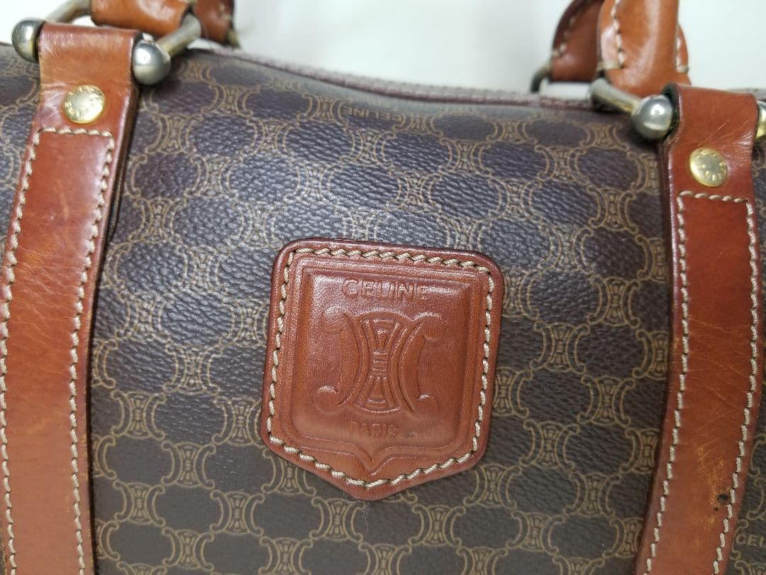 CELINE ハンドバッグ　ミニボストンバッグ　マカダム柄　ダークブラウン