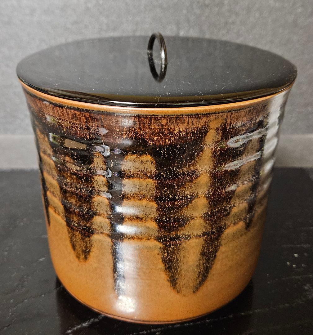 現代作家作　古瀬戸　水指　在印　共箱　茶道具　茶器　茶事　茶の湯　木製黒漆塗り蓋