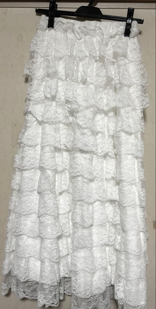 スカート girly lace frill skirt white
