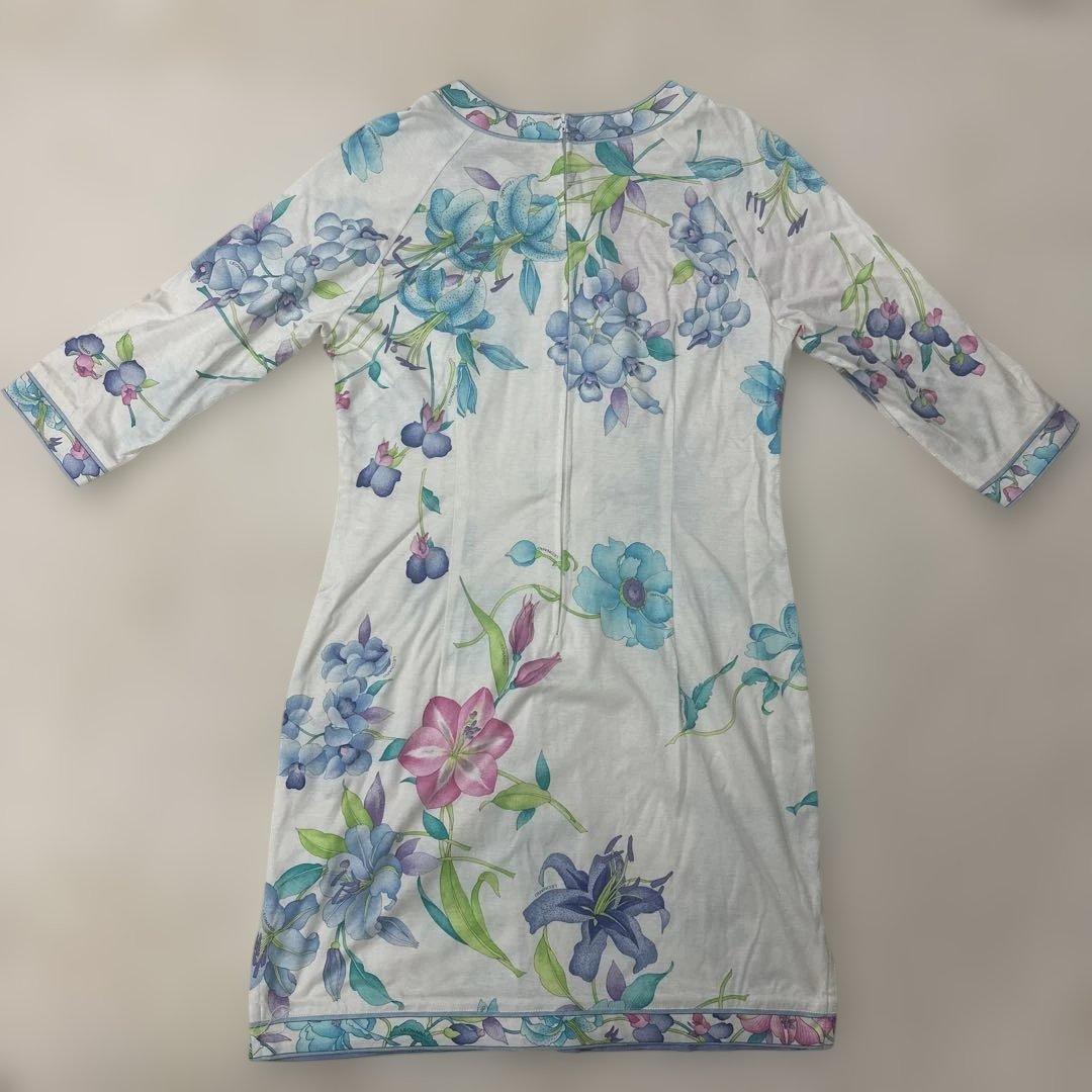 LEONARD FASHION フラワープリント 七分袖ワンピース