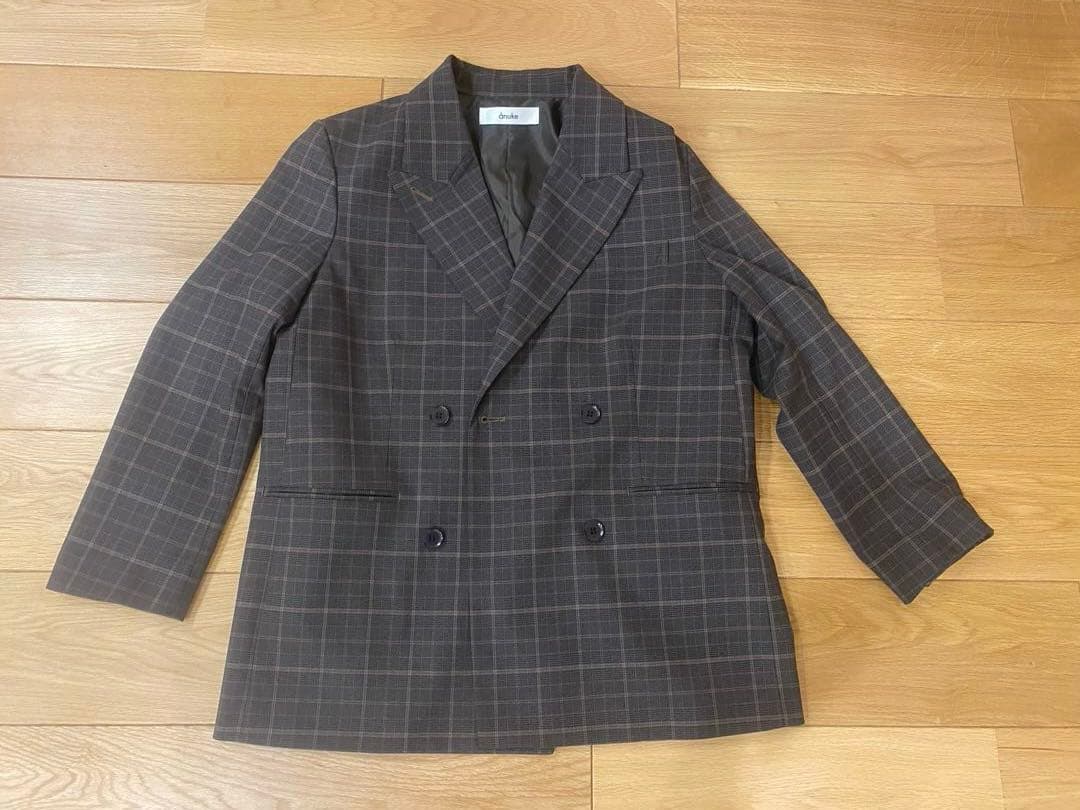 【最終セール】anuke チェック柄 オーバーサイズダブルジャケット