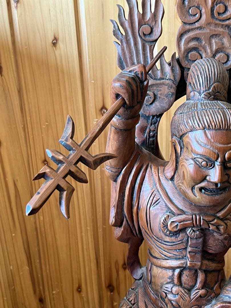 【毘沙門天/木彫り】神様 置物 縁起物 彫刻 希少