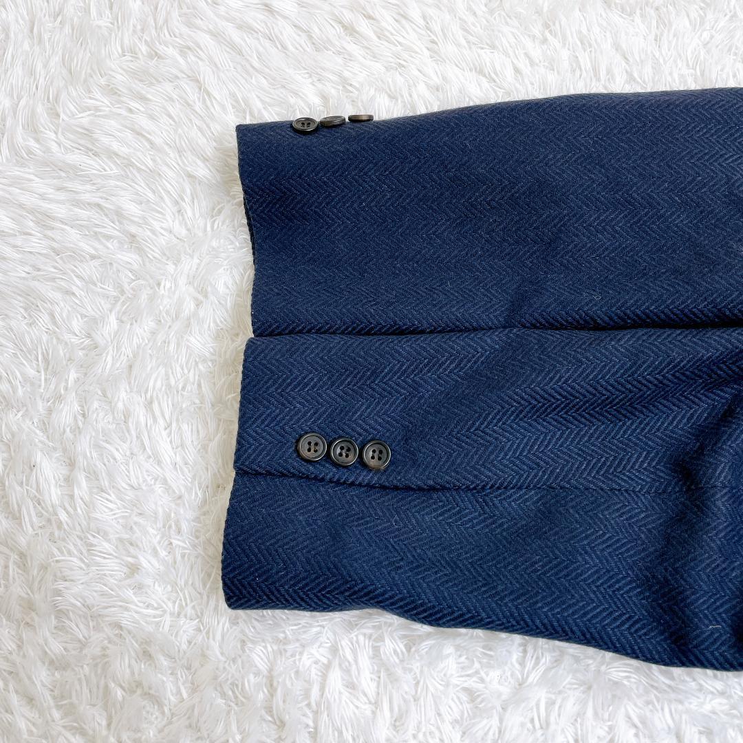 DAKS カシミヤ100％ ツイード ジャケット ヘリンボーン ネイビー 英国風