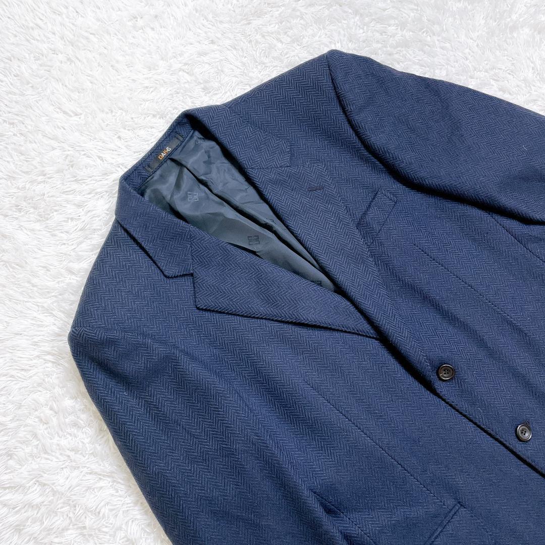 DAKS カシミヤ100％ ツイード ジャケット ヘリンボーン ネイビー 英国風