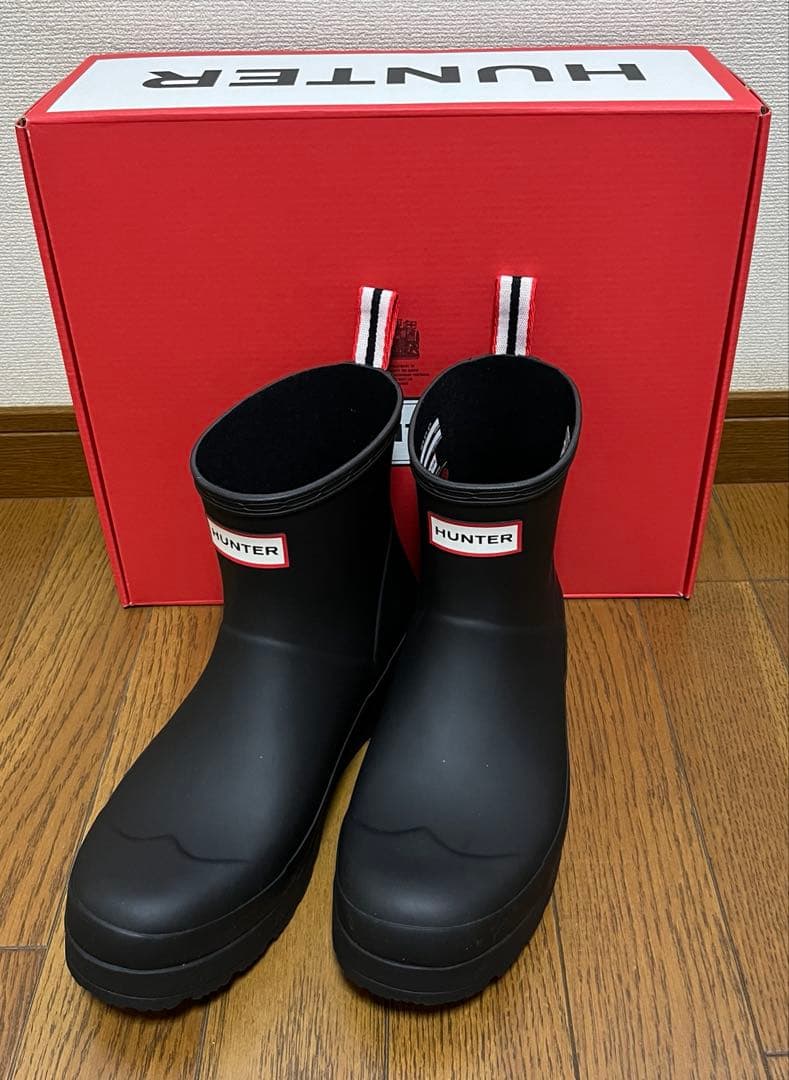 新品未使用ハンターHUNTERレディースプレイブーツショート黒25cm