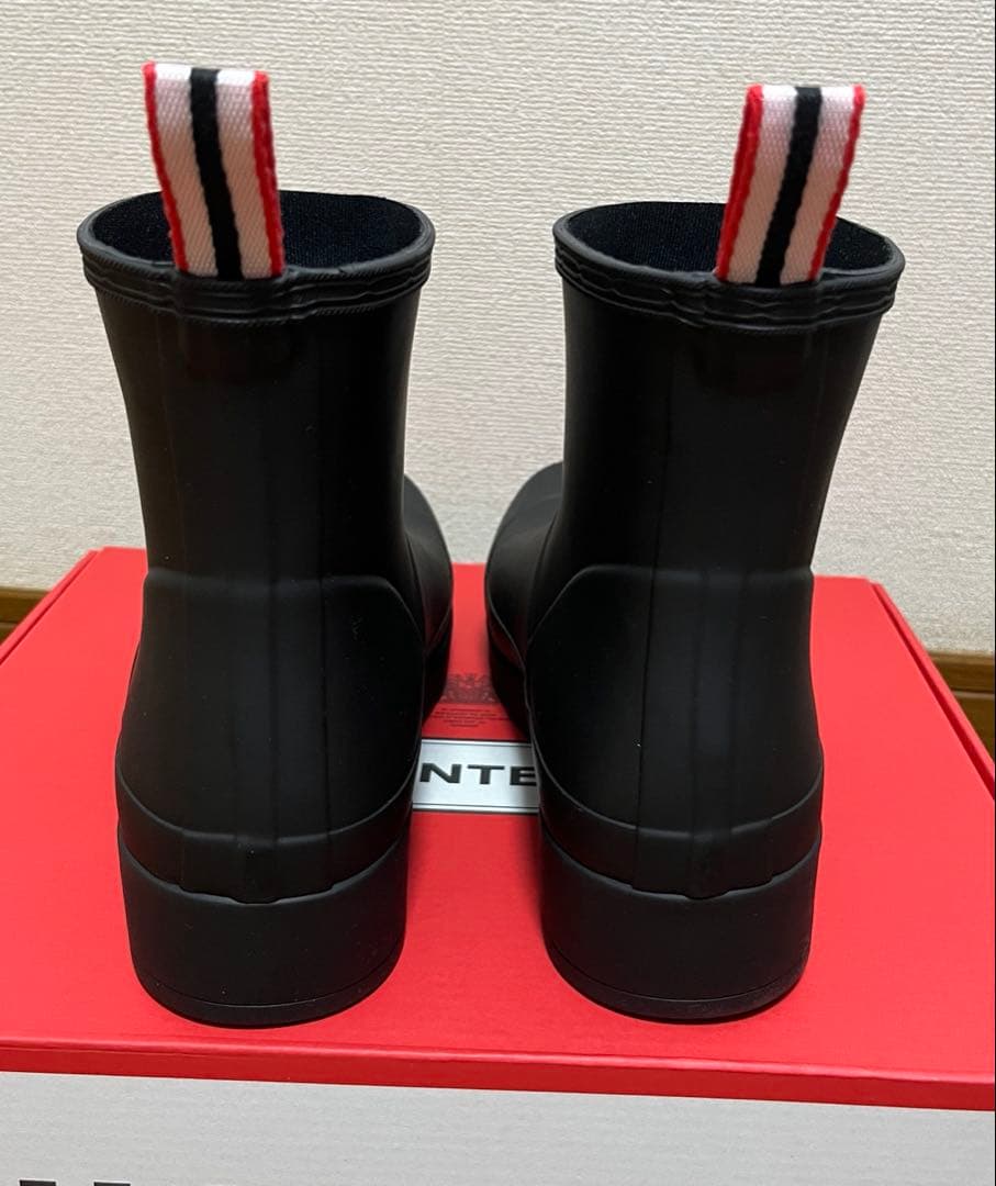 新品未使用ハンターHUNTERレディースプレイブーツショート黒25cm