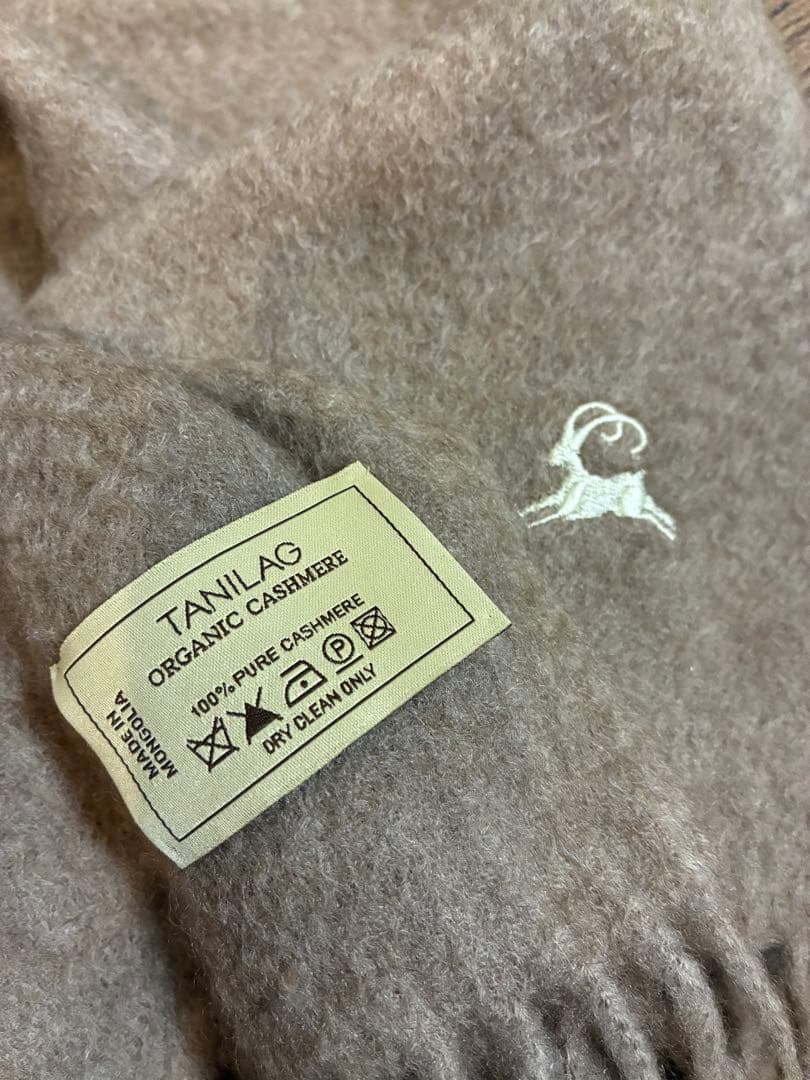 新品同　TANILAG オーガニックカシミヤマフラー　ミックスモカベージュ