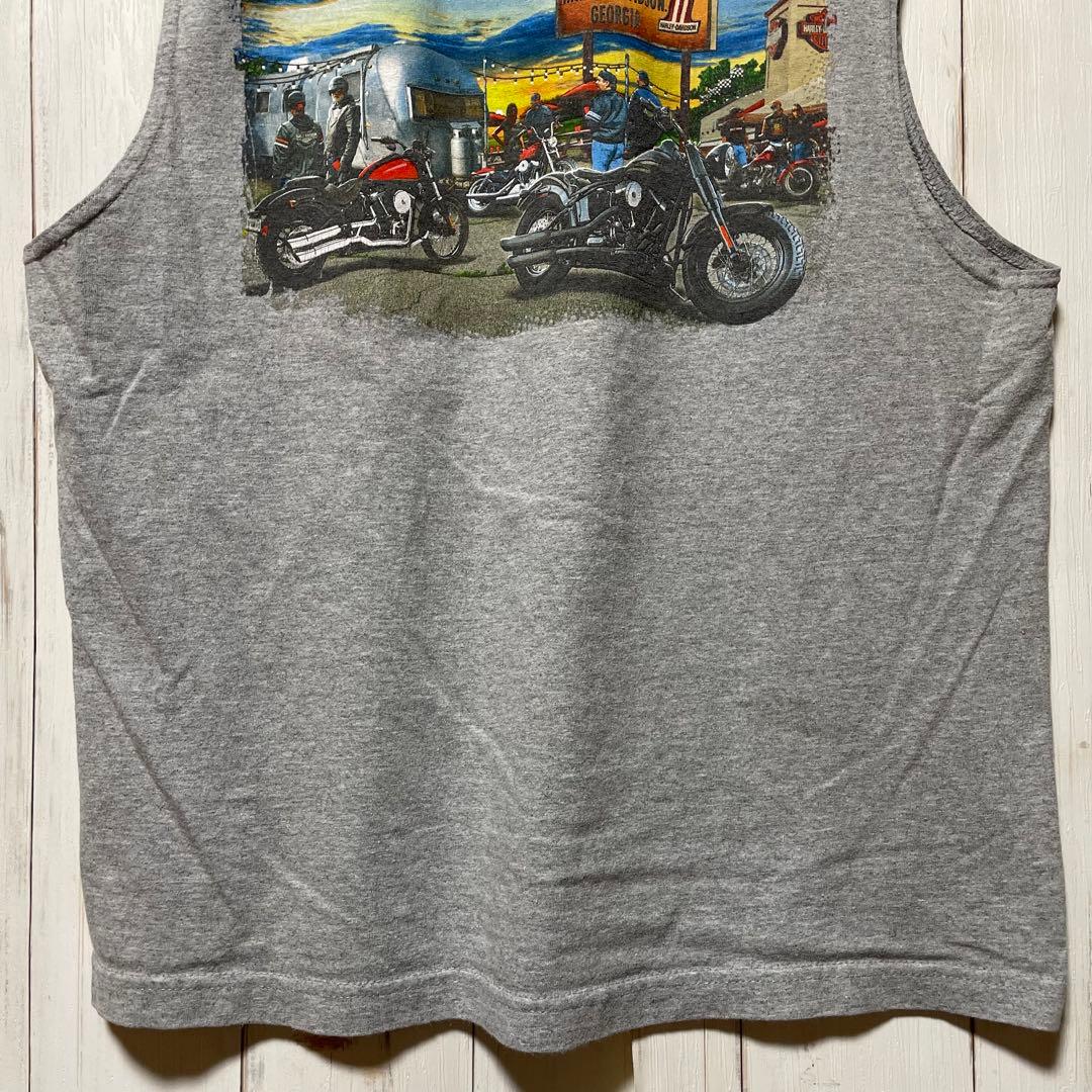 ハーレーダビッドソン ビッグロゴ バイク フォト ノースリーブ Tシャツ L