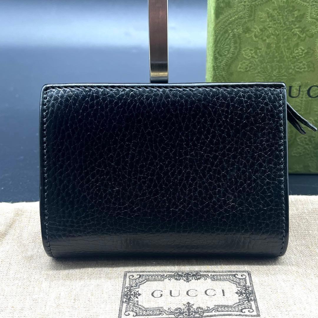 ヤマダ限定品/美品✨グッチ 折り財布 GGマーモント レザー 本革 バイカ