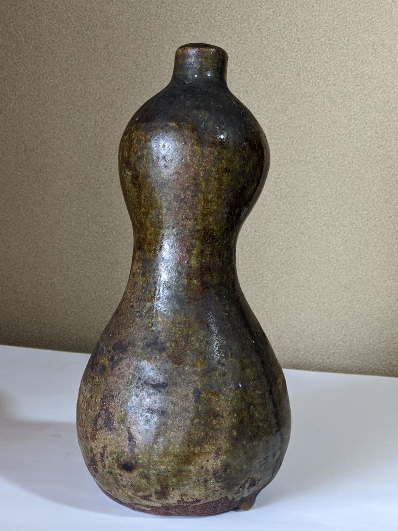 ♦明治時代 瓢形瓶 花器 一輪挿し 常滑焼 アンティーク 骨董品 コレクション