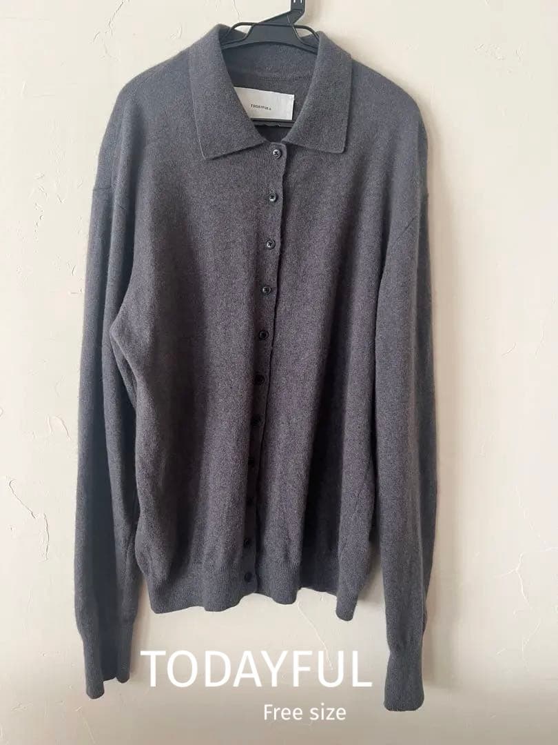 TODAYFUL Raccoon Knit Cardiganグレー