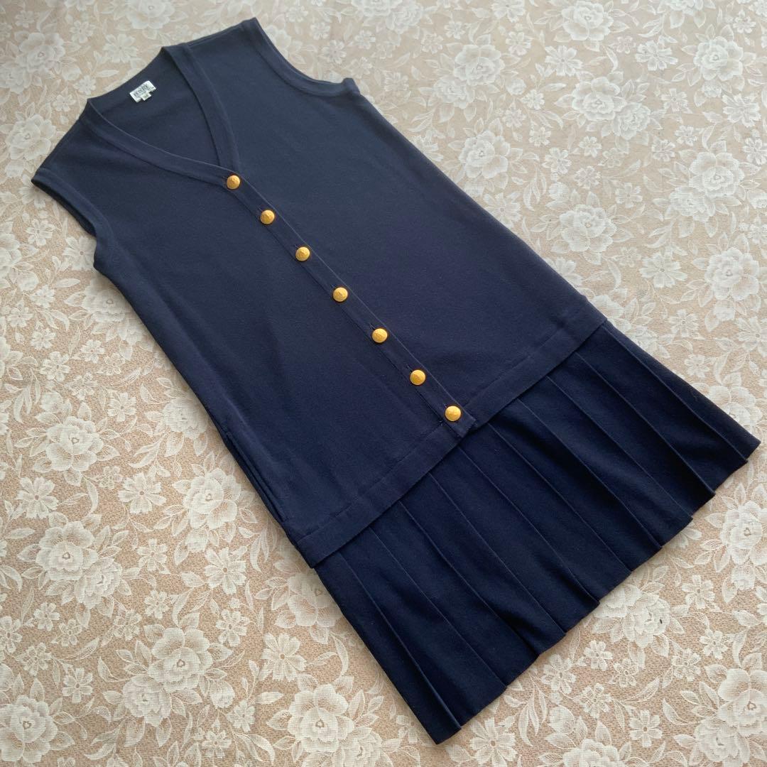 FOYEY BOUTIQUE フォクシー　春物　ニットワンピース38ネイビー