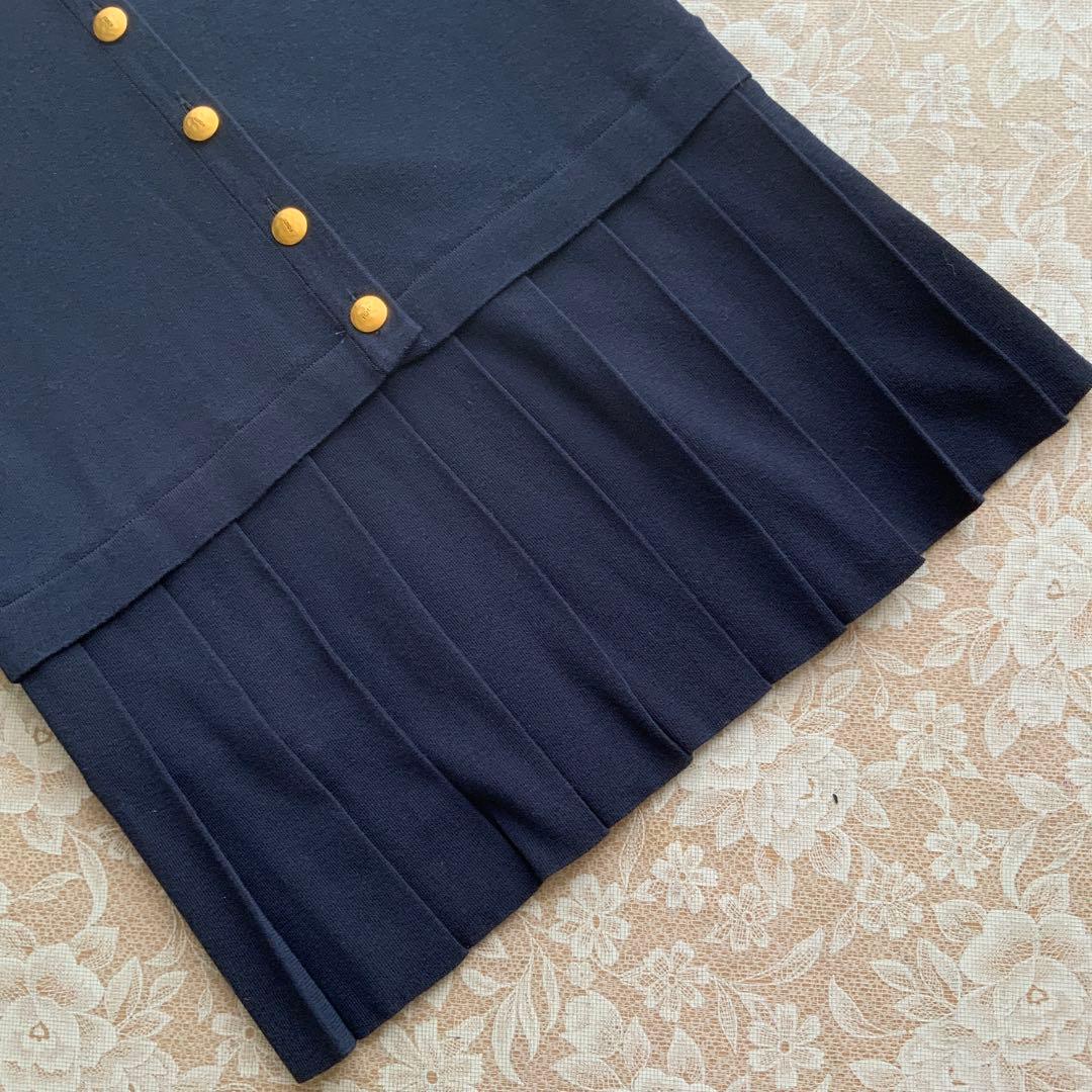FOYEY BOUTIQUE フォクシー　春物　ニットワンピース38ネイビー