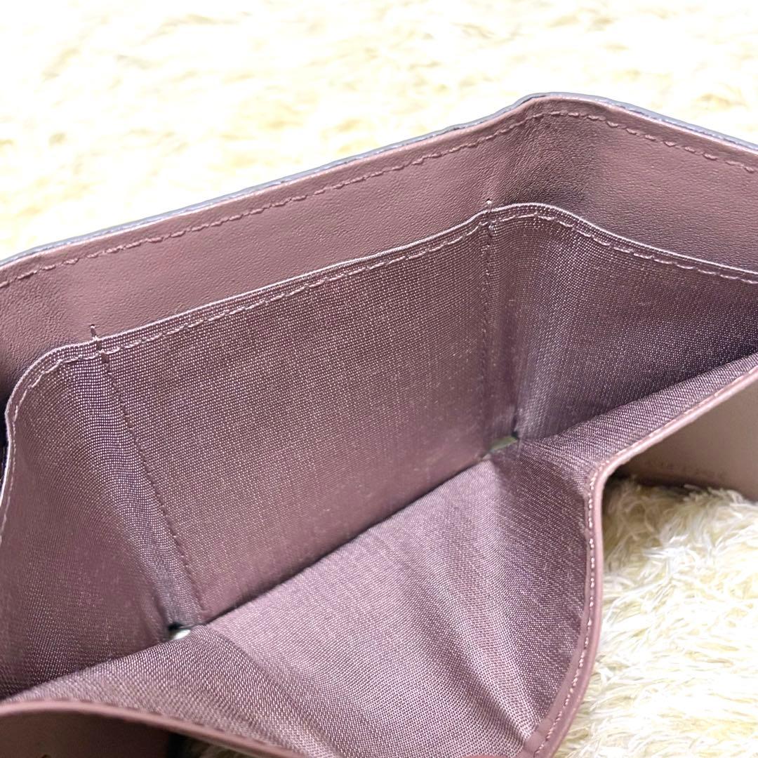 ほぼ未使用品 ラシット モノグラムプレート 3つ折り財布 グレー レザー