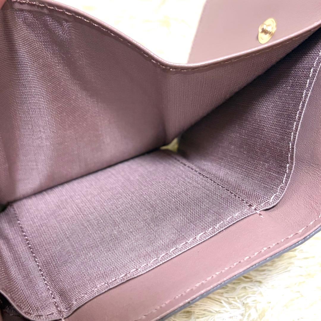 ほぼ未使用品 ラシット モノグラムプレート 3つ折り財布 グレー レザー
