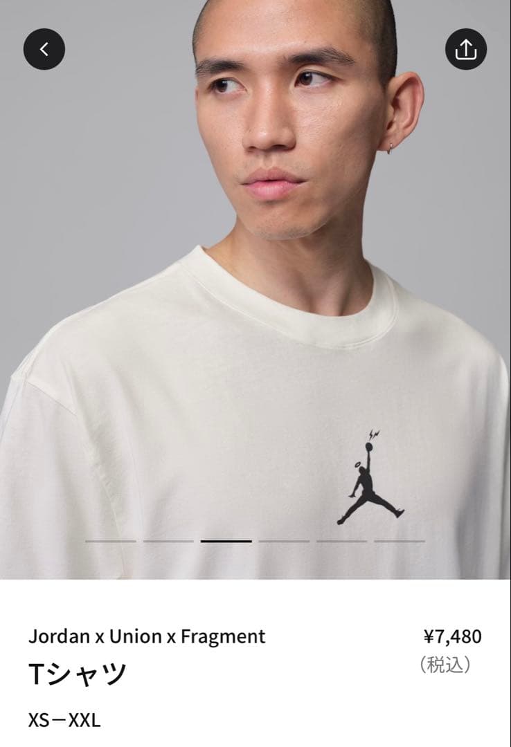 XL 新品 Jordan x Union x Fragment Tee