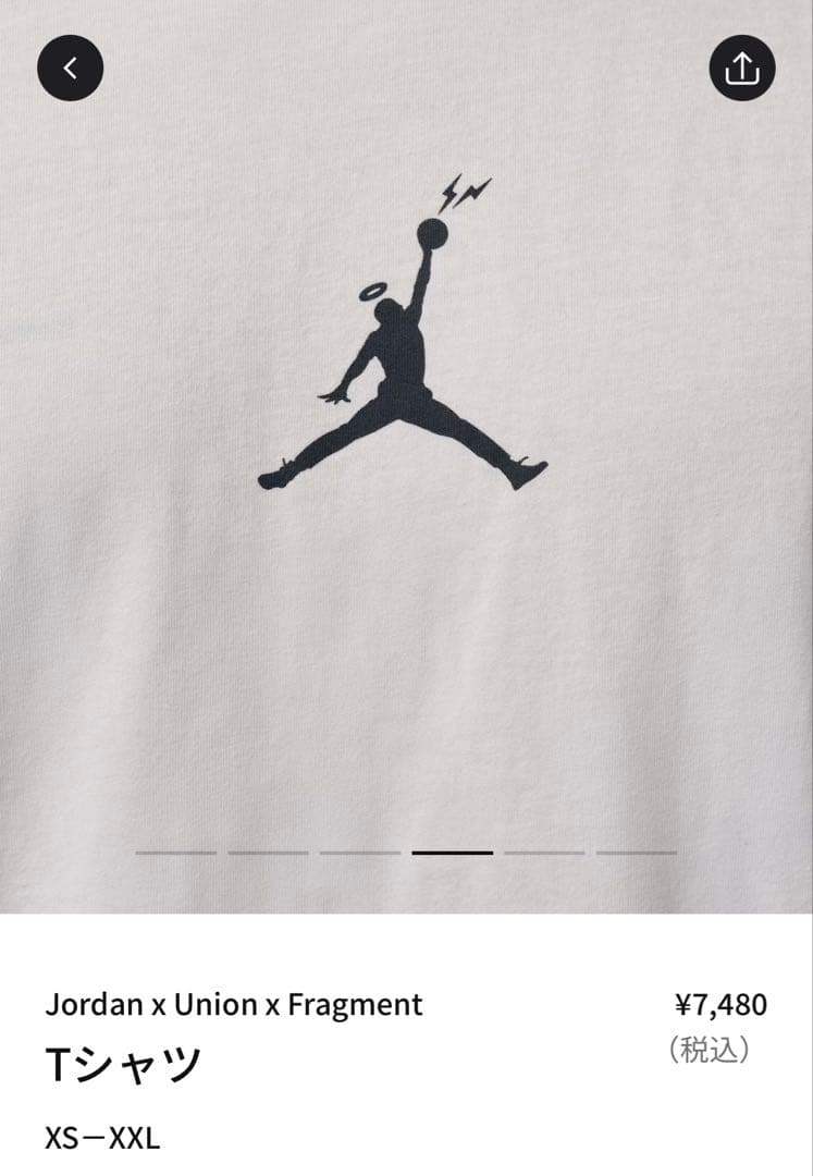 XL 新品 Jordan x Union x Fragment Tee