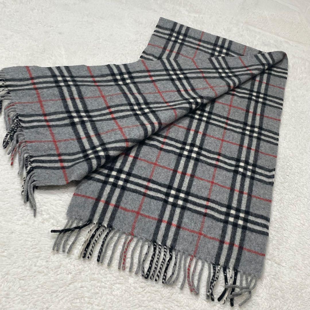 美品　Burberrys バーバリーズ カシミヤ ノバチェックマフラー　グレー