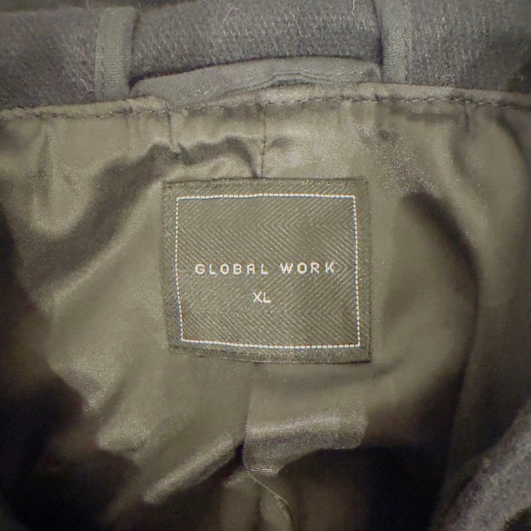 新品タグGLOBAL WORK 万能メルトンダッフルコート XLネイビーA103