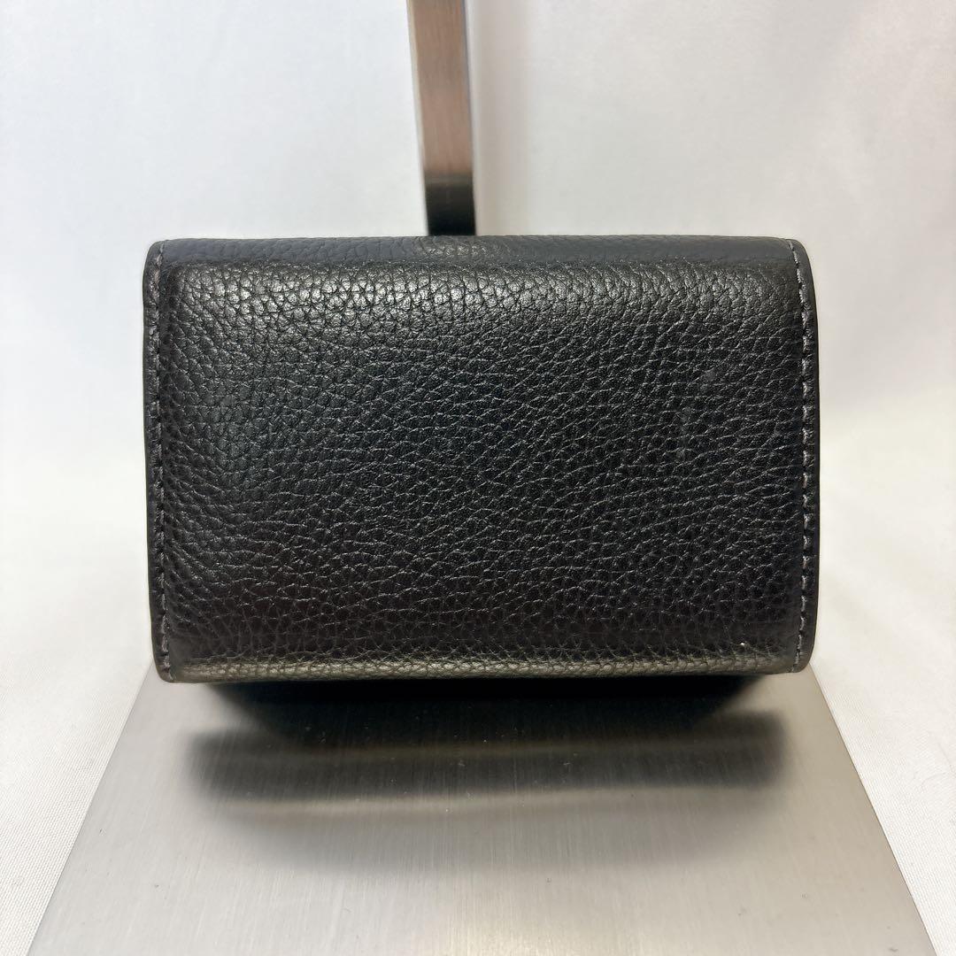 【美品】COACH コーチ ティーローズ トライフォールド ブラック レザー