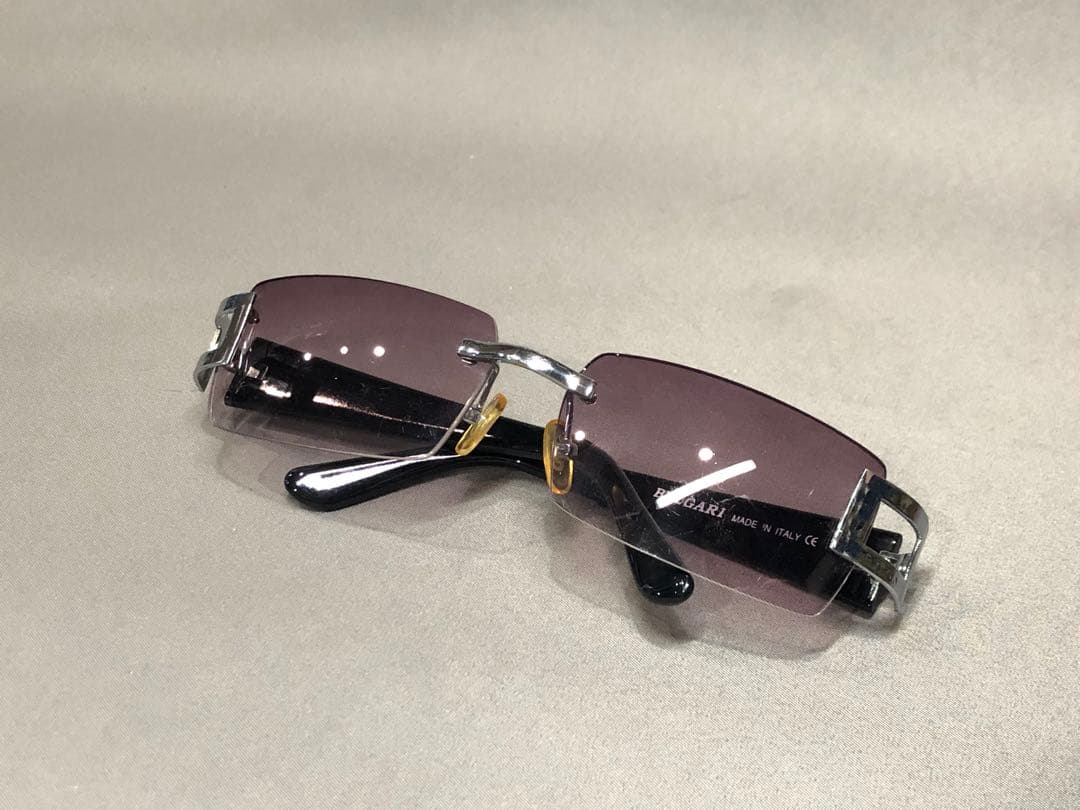 VINTAGEイタリア製【BVLGARI】縁無し リムレス スクエア型サングラス