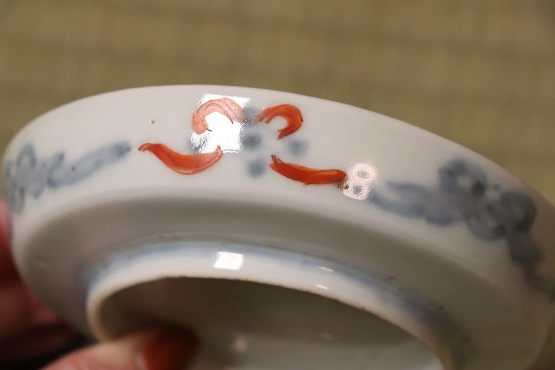 【CM18】古伊万里 竹鳥図 色絵 小皿 五客 11.9cm 小紋 錦手 金彩