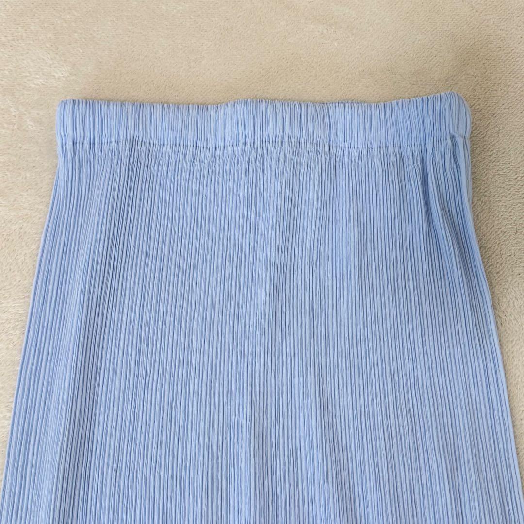 極美品✨ISSEY MIYAKE プリーツ　ロングスカート　水色　Sサイズ