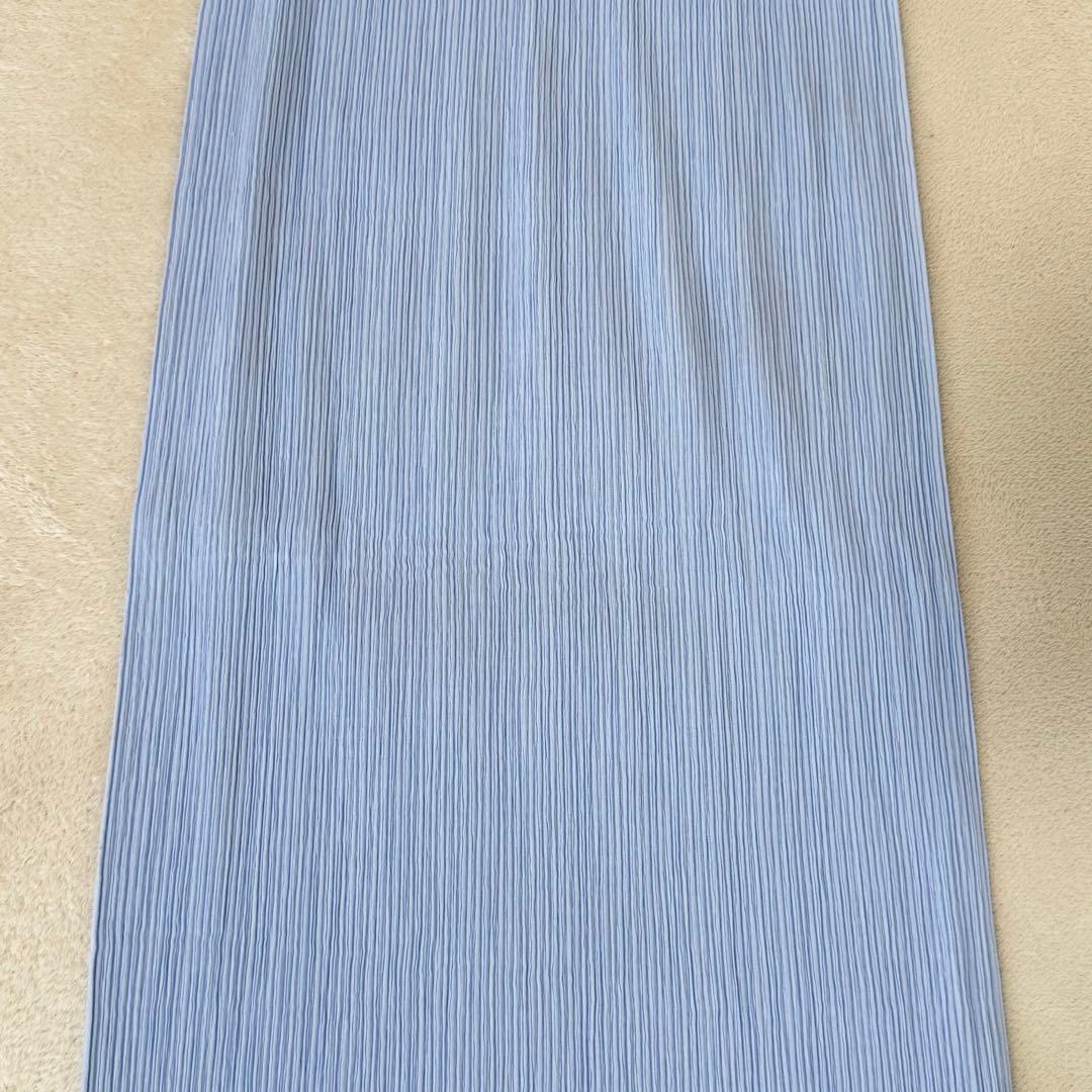 極美品✨ISSEY MIYAKE プリーツ　ロングスカート　水色　Sサイズ