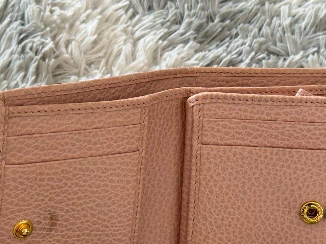 GUCCI ピンク レザー 三つ折り財布