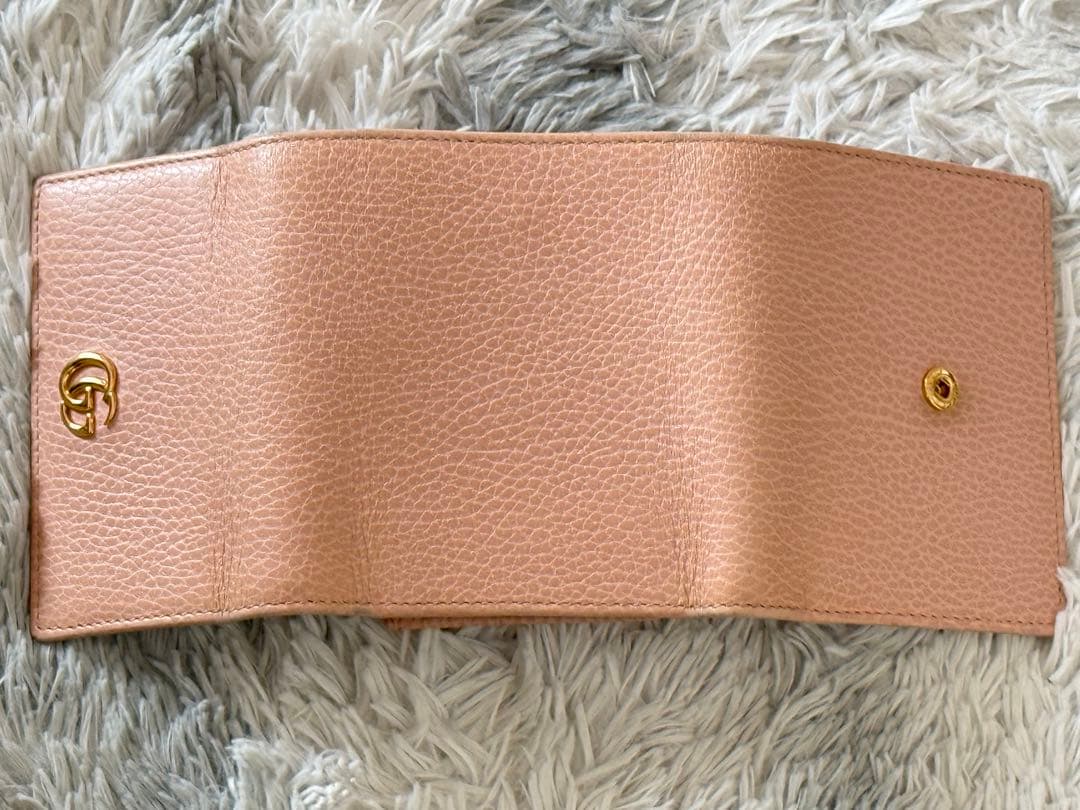 GUCCI ピンク レザー 三つ折り財布
