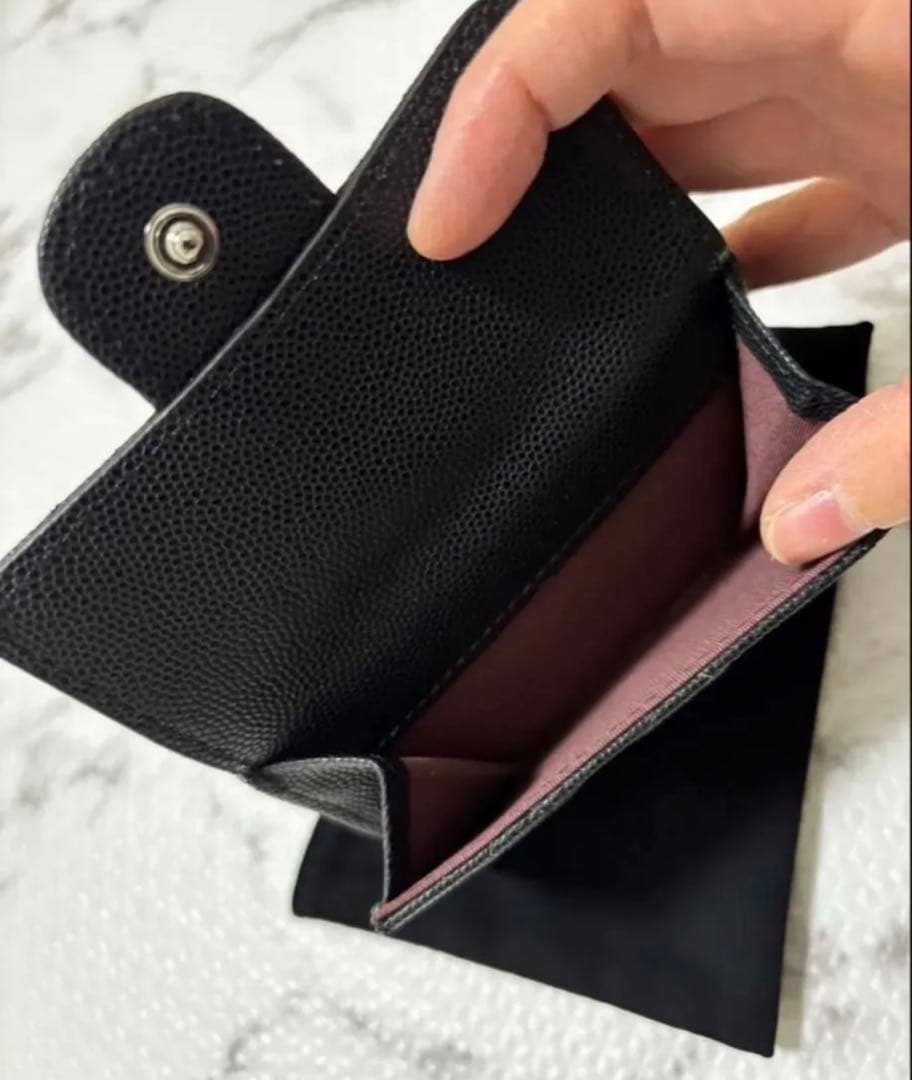 【美品】CHANEL ブラック 三つ折り財布