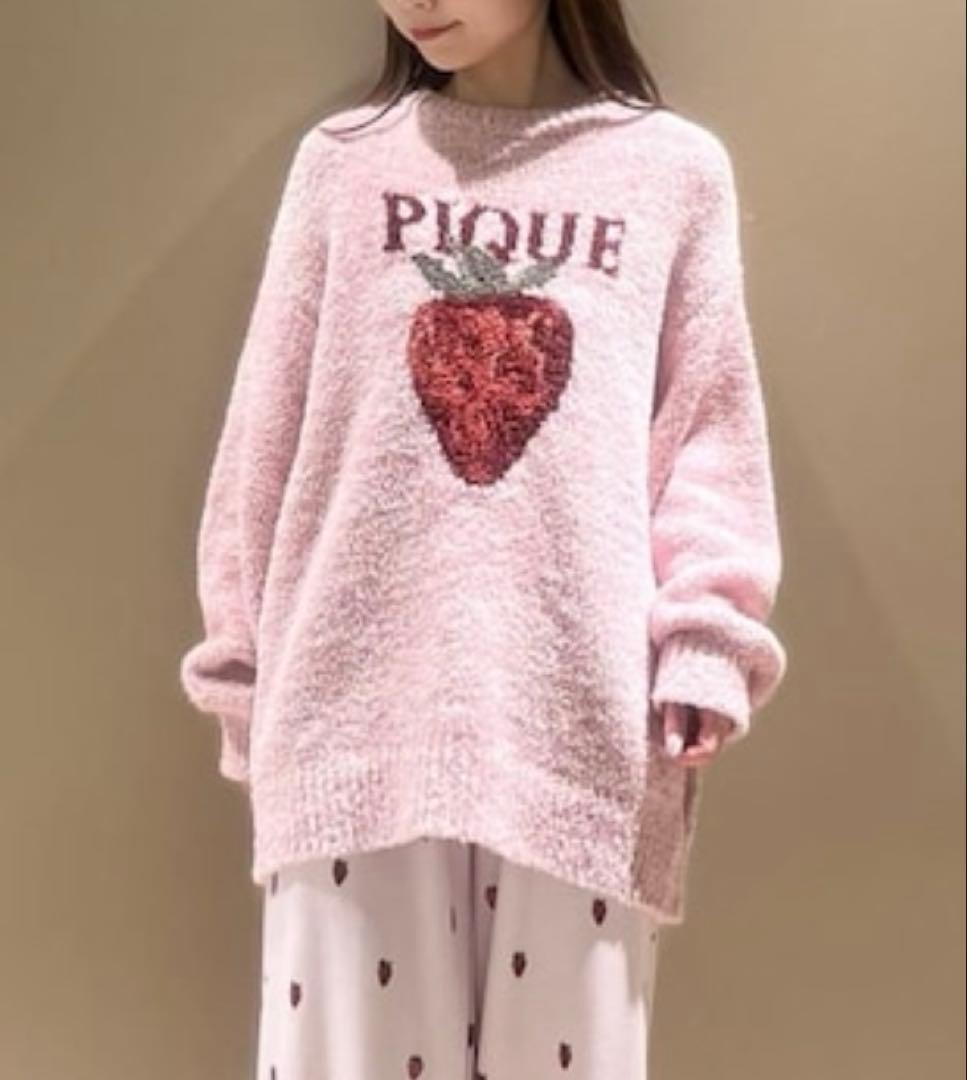 新品♡ジェラートピケ♡ メランジストロベリージャガードプルオーバー　ピンク