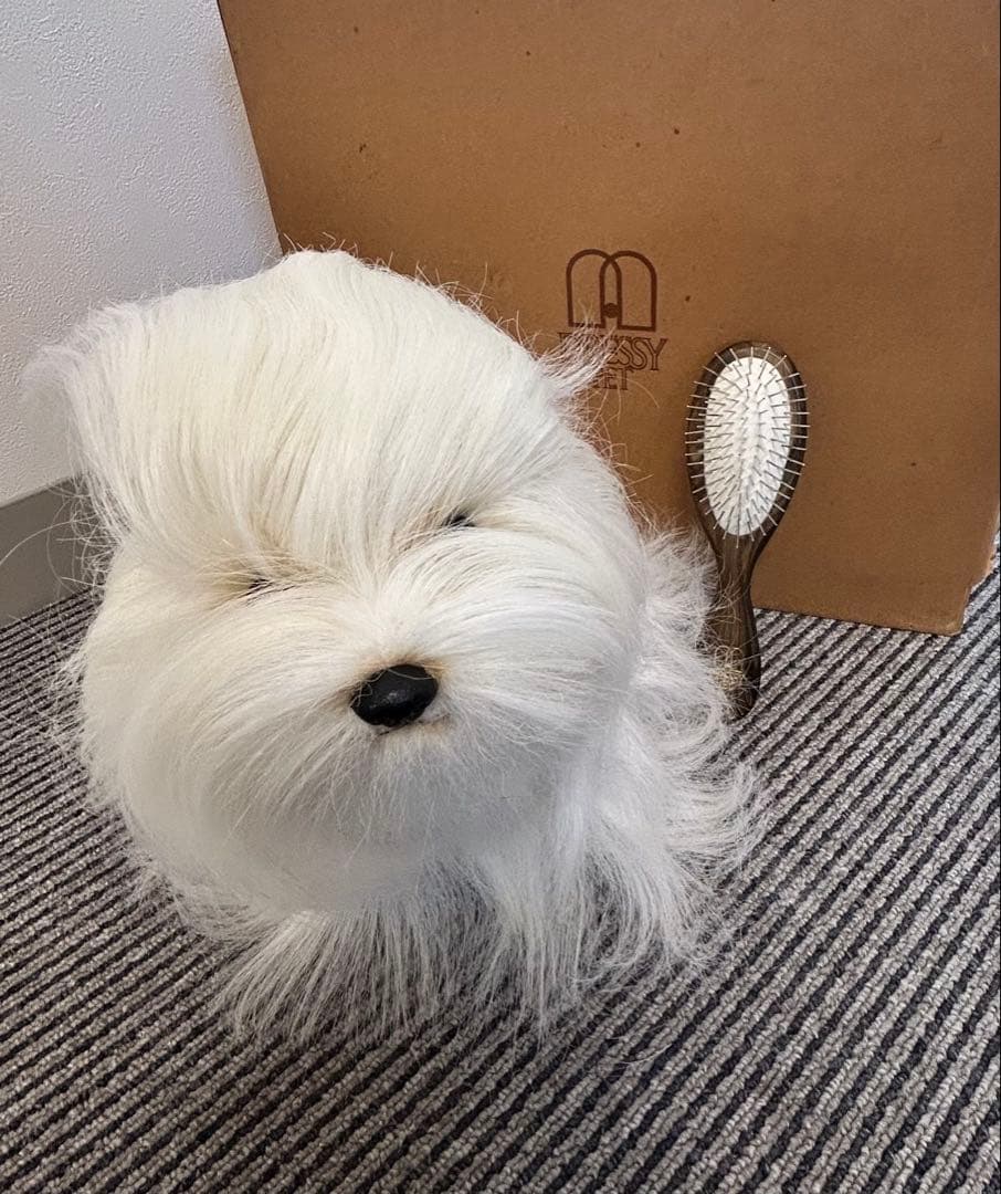 フォンテーヌ　ドレッシーペット マルチーズ　犬ぬいぐるみ　ブラシ付き　昭和レトロ