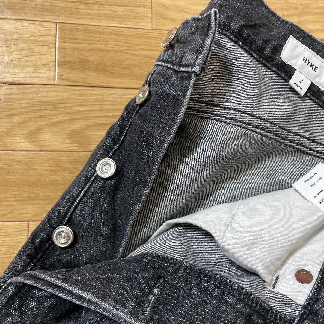 HYKE ハイク　BARREL-LEG JEANS ブラックサイズ2