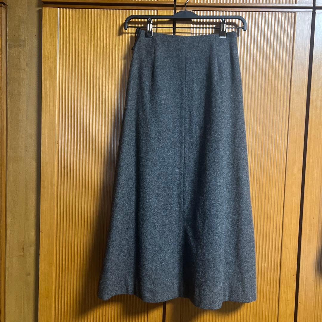 コムデギャルソン グレー ロングスカート ウール素材