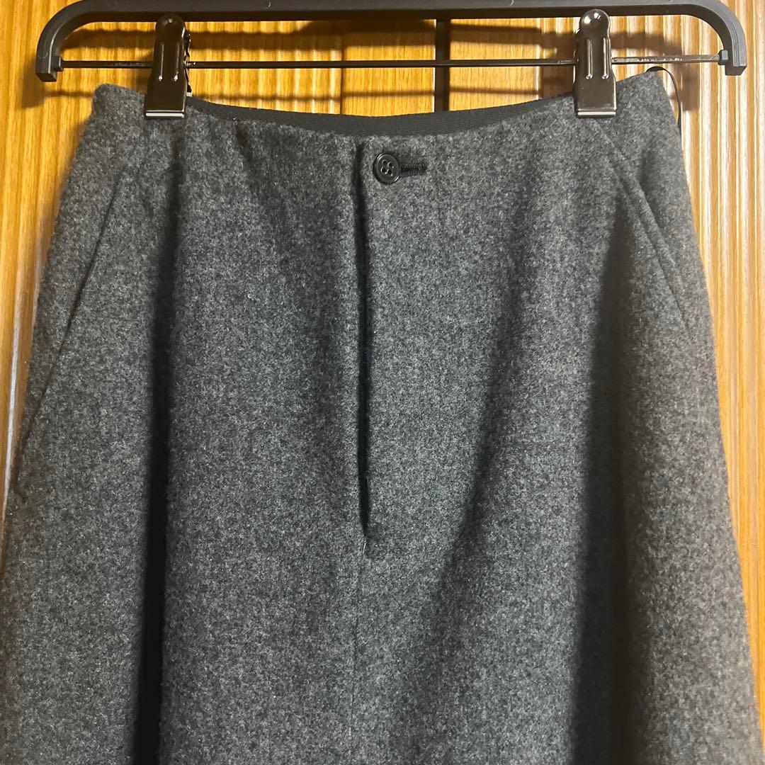 コムデギャルソン グレー ロングスカート ウール素材