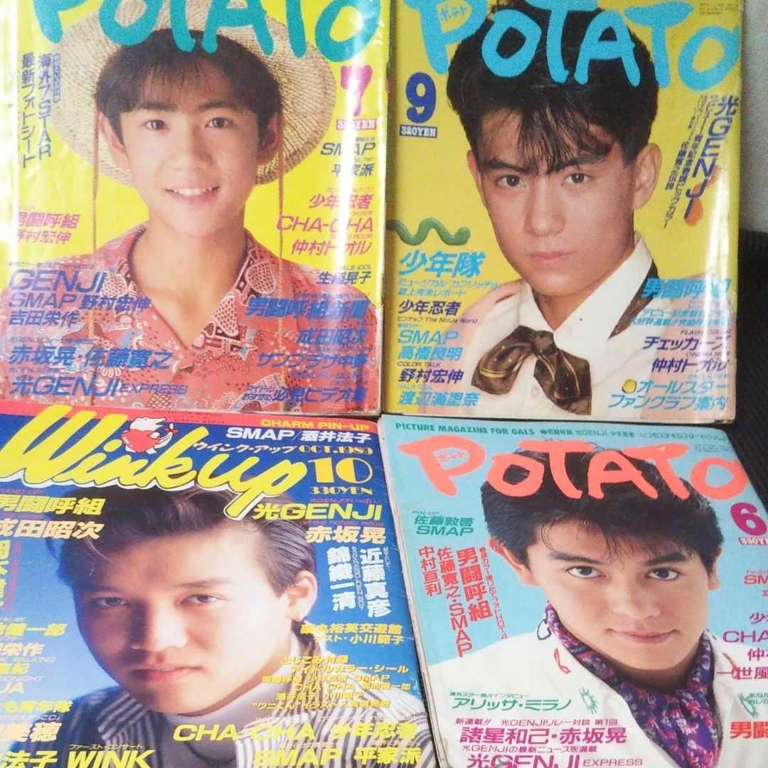 potatoスマップ 光GENJIの新品の大型カレンダー1990 明星合計19冊