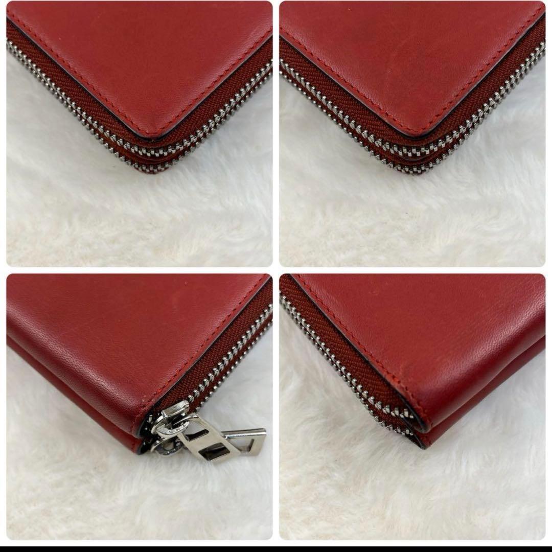 ロエベ LOEWE 折り財布 ラウンドジップ アナグラム ダブル レッド