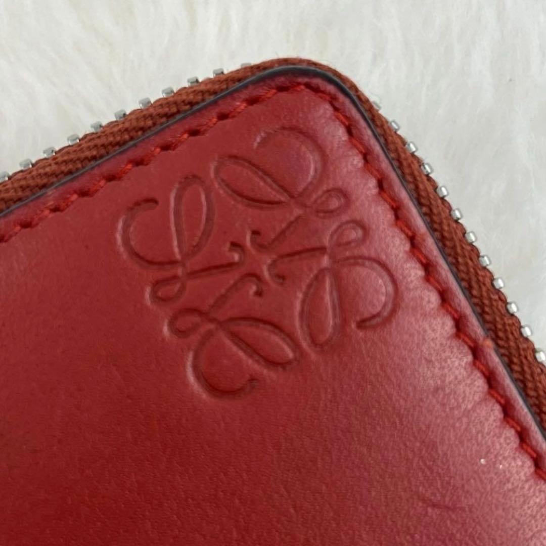 ロエベ LOEWE 折り財布 ラウンドジップ アナグラム ダブル レッド